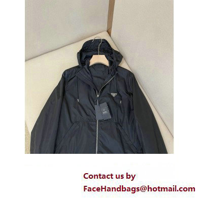 PRADA MEN'S Re-Nylon HOODED jacket BLACK 2023