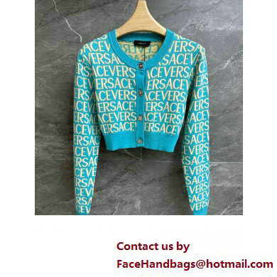 VERSACE LOGO PRINTED CARDIGAN BLUE 2023