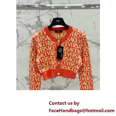 VERSACE LOGO PRINTED CARDIGAN RED 2023