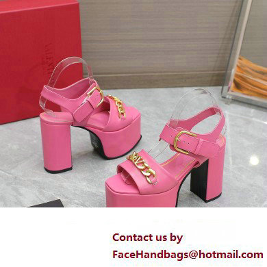 Valentino Heel 12.5cm Platform 4cm VLogo Chain sandals in calfskin leather Pink 2023