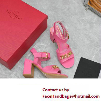 Valentino Heel 8cm VLogo Chain sandals in calfskin leather Pink 2023