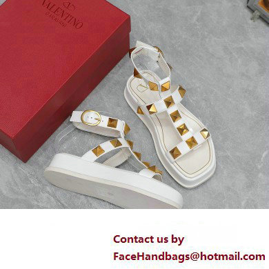 Valentino Roman Stud Platform 4cm ANKLE STRAP sandals White 2023