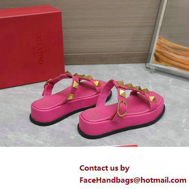 Valentino Roman Stud Platform 4cm Slides Fuchsia 2023