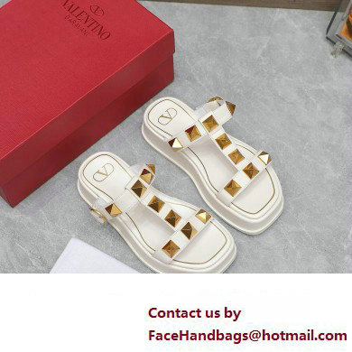 Valentino Roman Stud Platform 4cm Slides White 2023