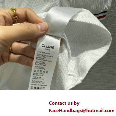 celine triomphe polo shirt in cotton pique OFF WHITE / NAVY / RED 2023