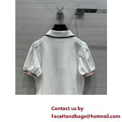 celine triomphe polo shirt in cotton pique OFF WHITE / NAVY / RED 2023