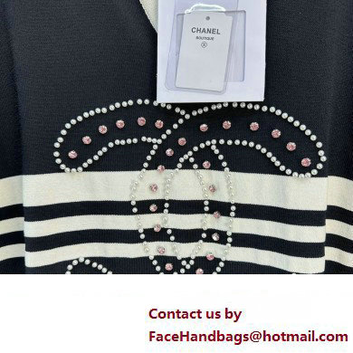 chanel CC LOGO KNIT POLO BLACK 2023