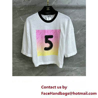 chanel NO.5 WHIET COTTON T-SHIRT 2023