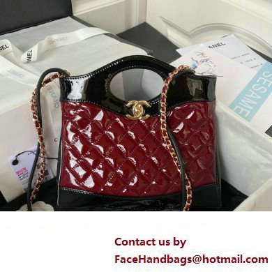 chanel mini 31 bag in patent leather AS4133 BURGUNDY/BLACK 2023