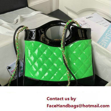 chanel mini 31 bag in patent leather AS4133 GREEN/BLACK 2023