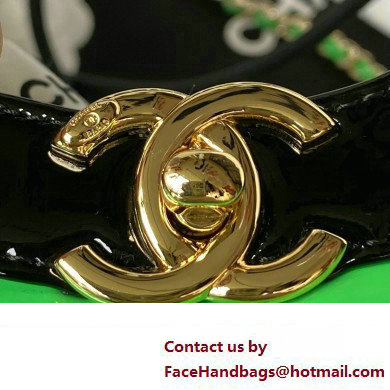 chanel mini 31 bag in patent leather AS4133 GREEN/BLACK 2023