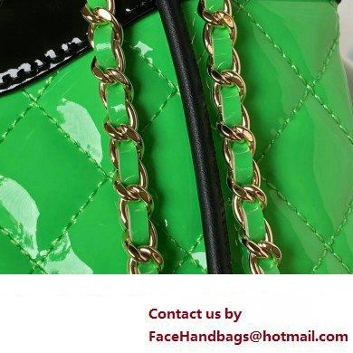 chanel mini 31 bag in patent leather AS4133 GREEN/BLACK 2023