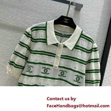 chanel striped polo dress green/white 2023