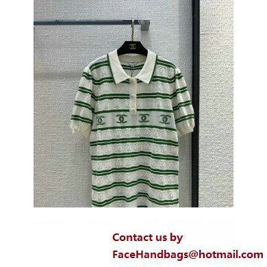 chanel striped polo dress green/white 2023