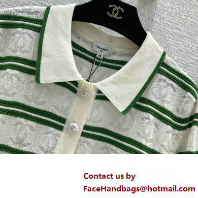 chanel striped polo dress green/white 2023