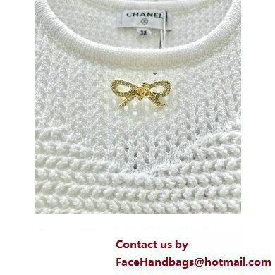 chanel white flowers knit top 2023