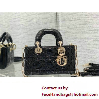 dior Lady D-Joy Micro Bag in patent leather black 2023