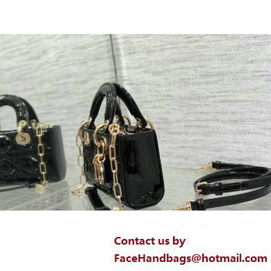 dior Lady D-Joy Micro Bag in patent leather black 2023