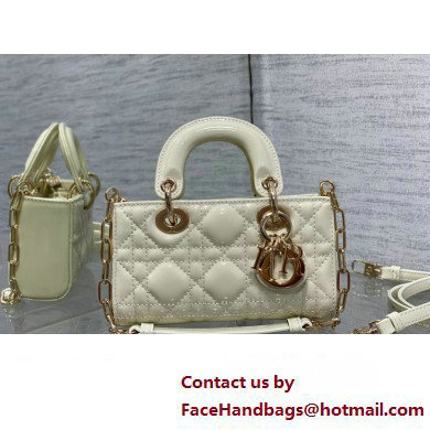 dior Lady D-Joy Micro Bag in patent leather white 2023