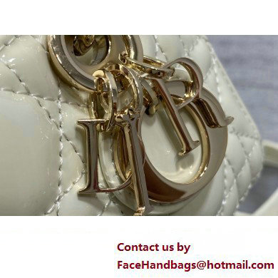 dior Lady D-Joy Micro Bag in patent leather white 2023