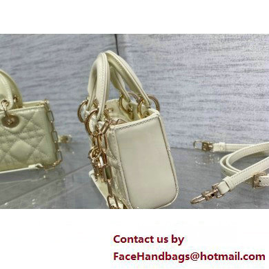 dior Lady D-Joy Micro Bag in patent leather white 2023