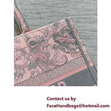 dior Pink and Gray Toile de Jouy Sauvage Embroidery medium book tote 2023 - Click Image to Close