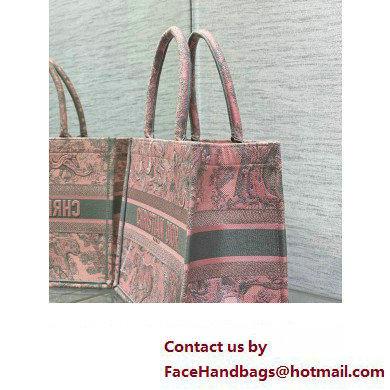 dior Pink and Gray Toile de Jouy Sauvage Embroidery medium book tote 2023