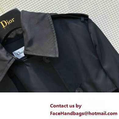 dior black cotton trench coat with belt 2023