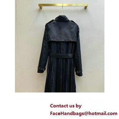 dior black cotton trench coat with belt 2023