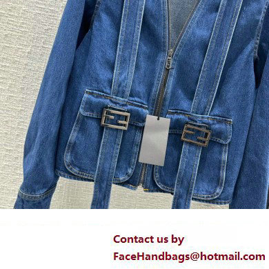 fendi blue denim jacket and skirt 2023