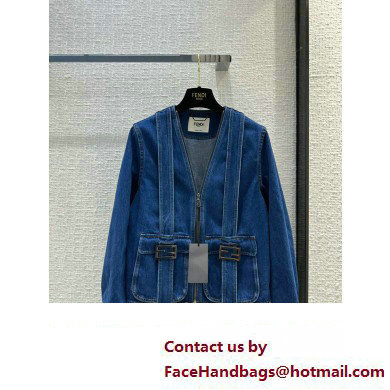 fendi blue denim jacket and skirt 2023