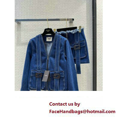 fendi blue denim jacket and skirt 2023