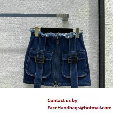 fendi blue denim jacket and skirt 2023