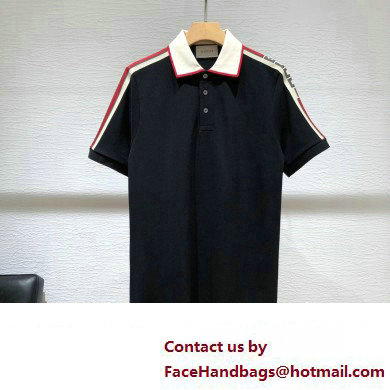 gucci men's Cotton jersey polo shirt with Web black 2023