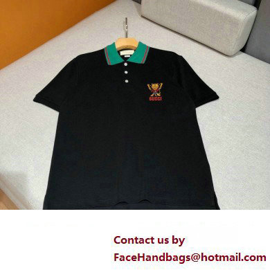 gucci men's Cotton jersey polo shirt with Web black 2023