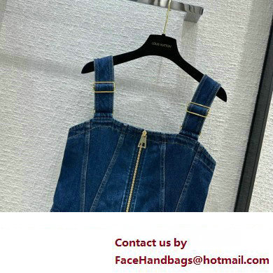 louis vuitton Leather Accent Denim Mini Dress 2023