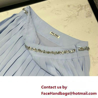 miu miu blue pleated skirt 2023