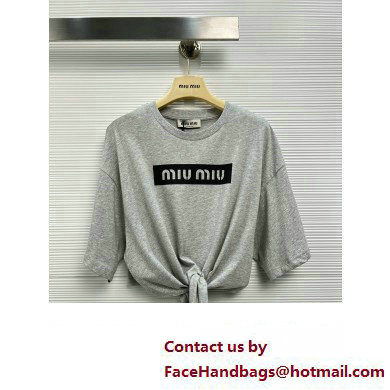 miu miu gray cotton t-shirt 2023