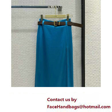 miu miu silk skirt and top blue 2023