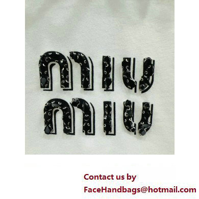 miu miu white cotton t-shirt with bow 2023