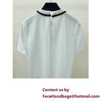 miu miu white cotton t-shirt with bow 2023