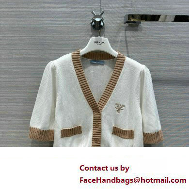 prada Cropped cotton cardigan white 2023