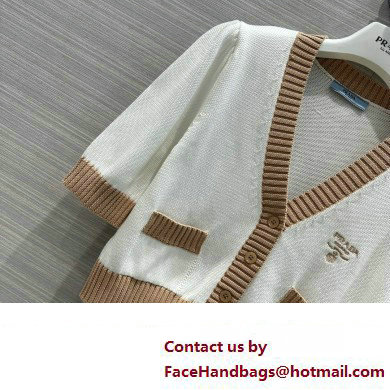 prada Cropped cotton cardigan white 2023