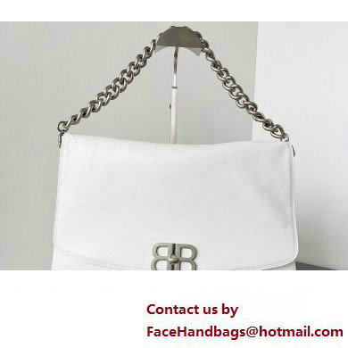 Balenciaga BB Soft Large Flap Bag in peach calfskin White/Silver 2023 - Click Image to Close