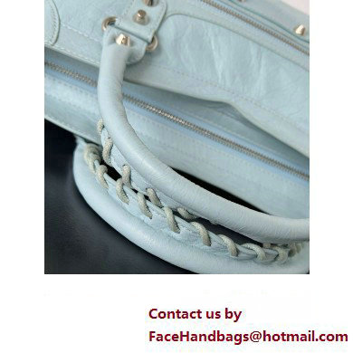 Balenciaga Classic City Large Handbag in Arena Lambskin Baby Blue/Silver