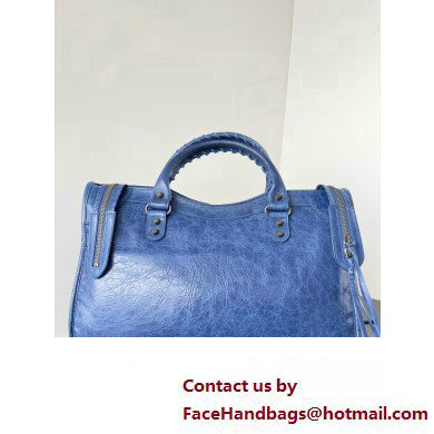 Balenciaga Classic City Large Handbag in Arena Lambskin Blue