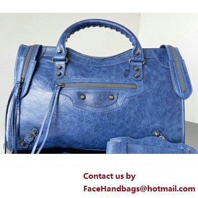 Balenciaga Classic City Large Handbag in Arena Lambskin Blue