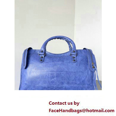 Balenciaga Classic City Large Handbag in Arena Lambskin Electric Blue