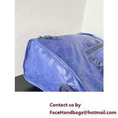 Balenciaga Classic City Large Handbag in Arena Lambskin Electric Blue