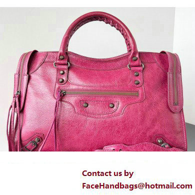 Balenciaga Classic City Large Handbag in Arena Lambskin Fuchsia